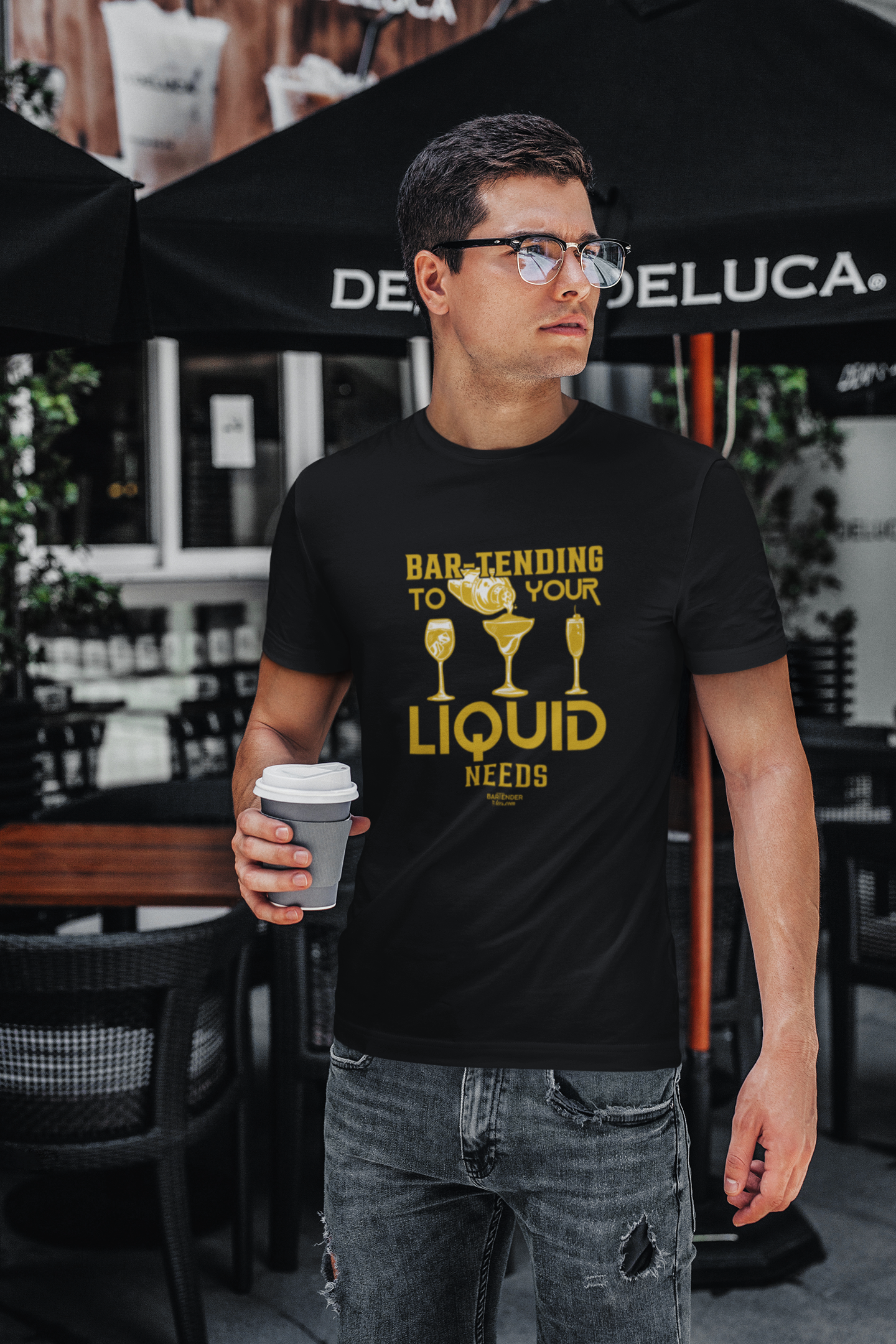 "Bar-Tending to Your Liquid Needs" Men's Bartender Tee