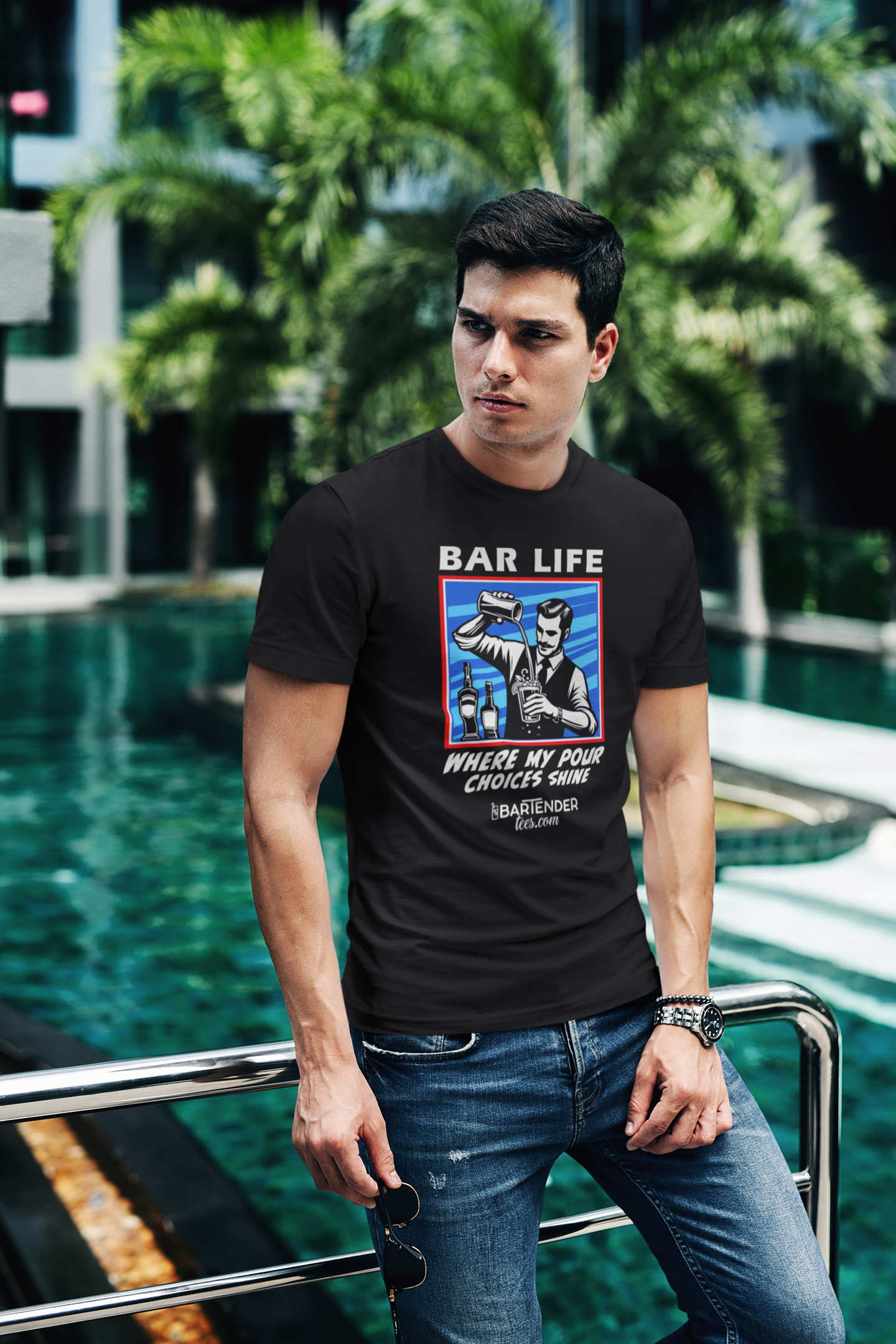 "Bar Life Where my Pour Choices Shine" Men's Bartender Tee