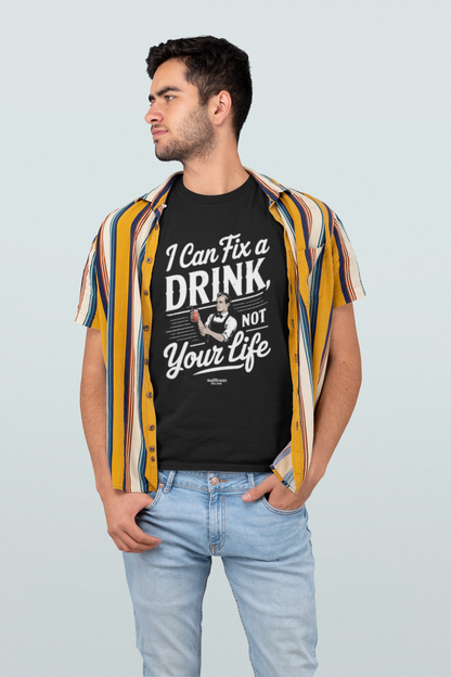 "I Can Fix a Drink, Not Your Life" Unisex Softstyle T-Shirt