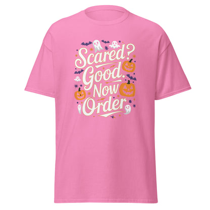 "Scared? Good. Now Order" Halloween Bartender Tee