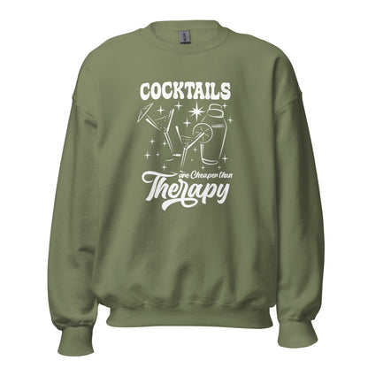 "Cocktails are Cheaper than Therapy" Bartender Sweatshirt