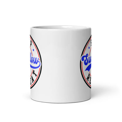 "Sip Swallow Repeat" White Glossy Mug