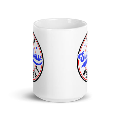 "Sip Swallow Repeat" White Glossy Mug