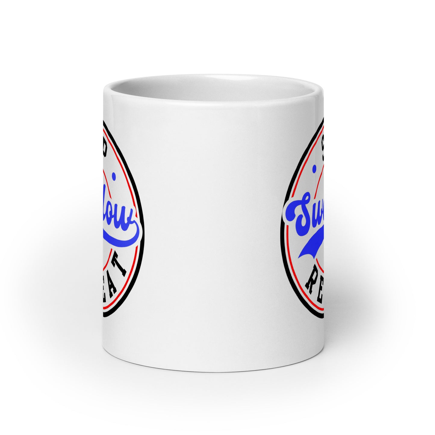 "Sip Swallow Repeat" White Glossy Mug