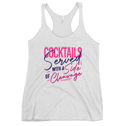 "Cocktails Served with a Side of Cleavage" Women's Bartender Tank