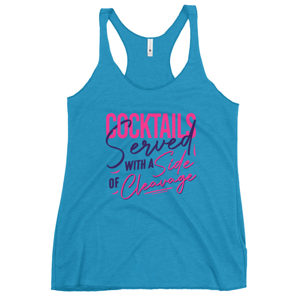 "Cocktails Served with a Side of Cleavage" Women's Bartender Tank