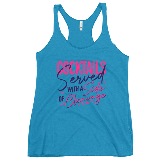 "Cocktails Served with a Side of Cleavage" Women's Bartender Tank